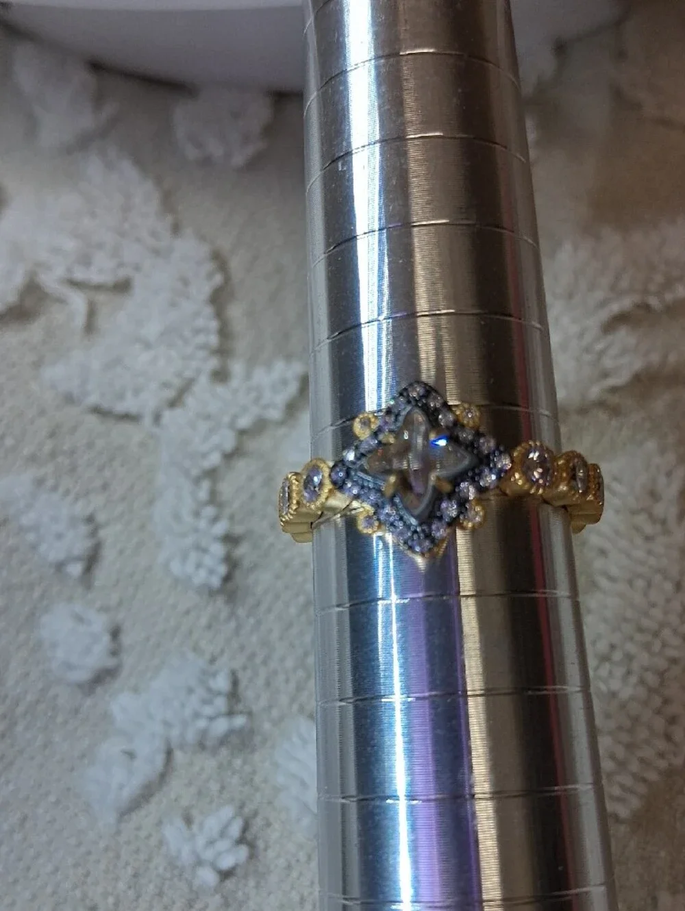 Freida Rothman Sterling Silver, 14kt Matte Gold and Black Rhodium Ring
